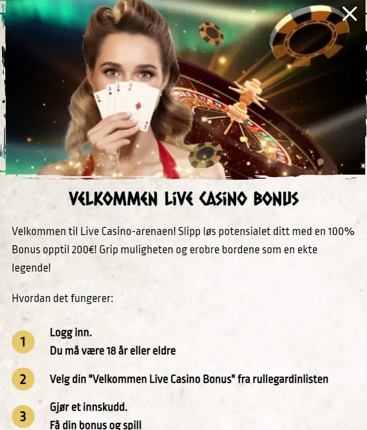 nords live casino bonus