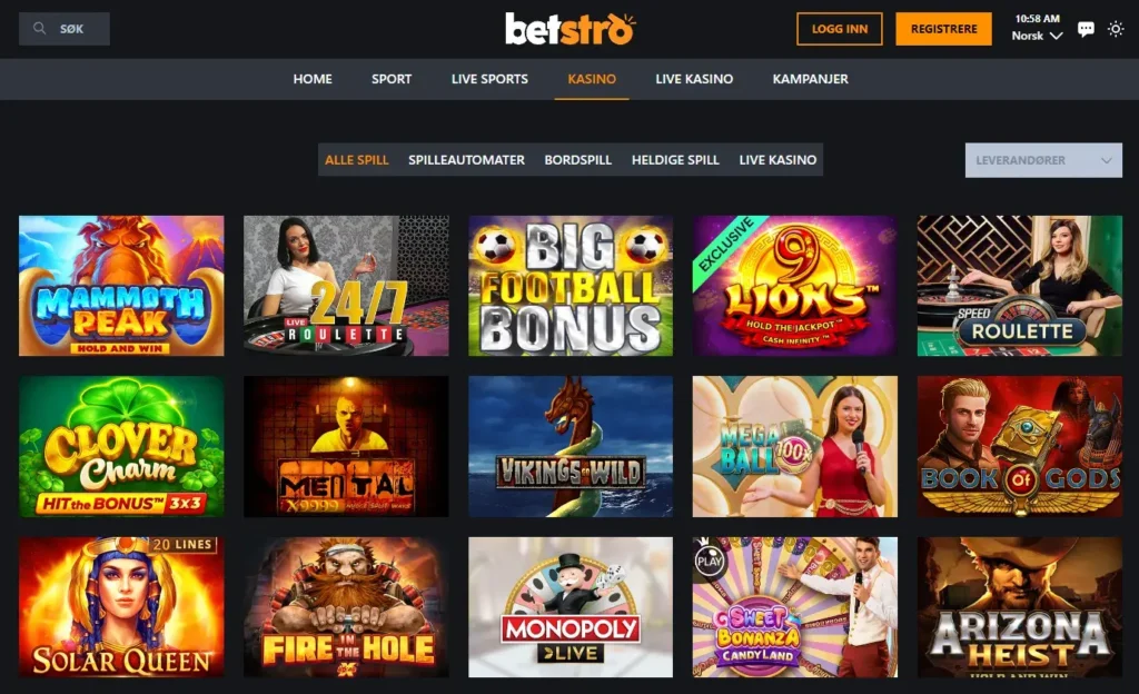 betstro casinospill lobby