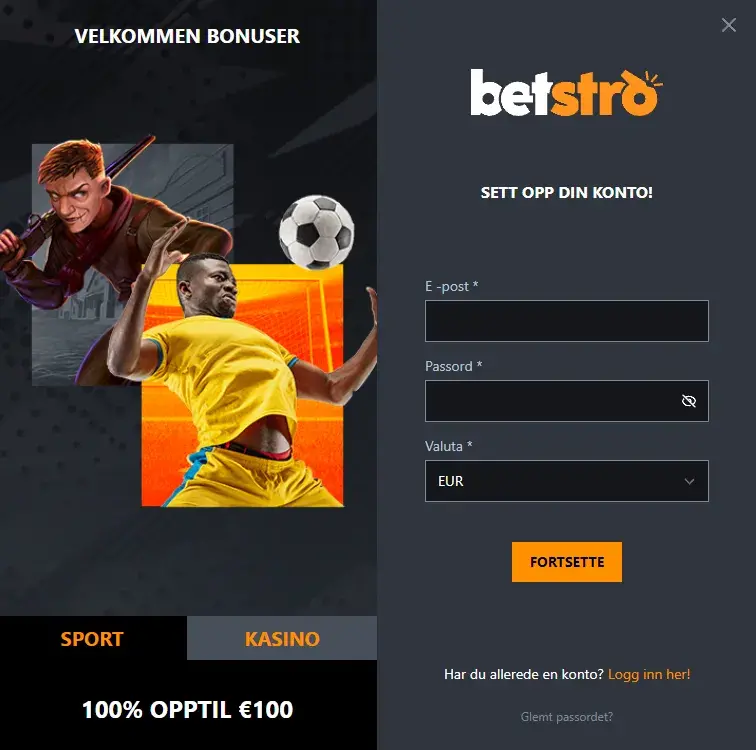 betstro registrer konto sport