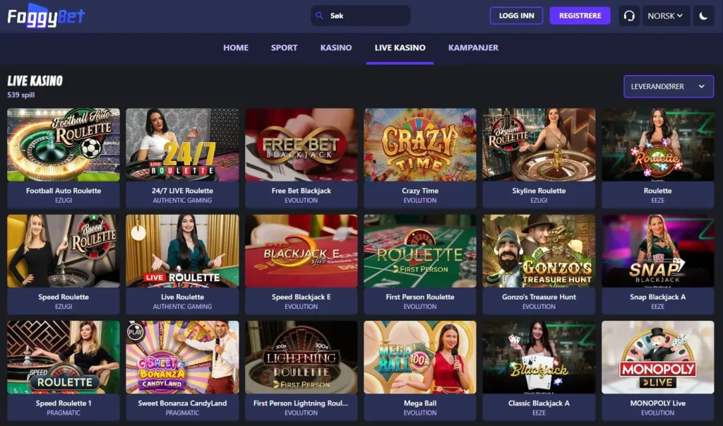 foggybet live casino lobby 1