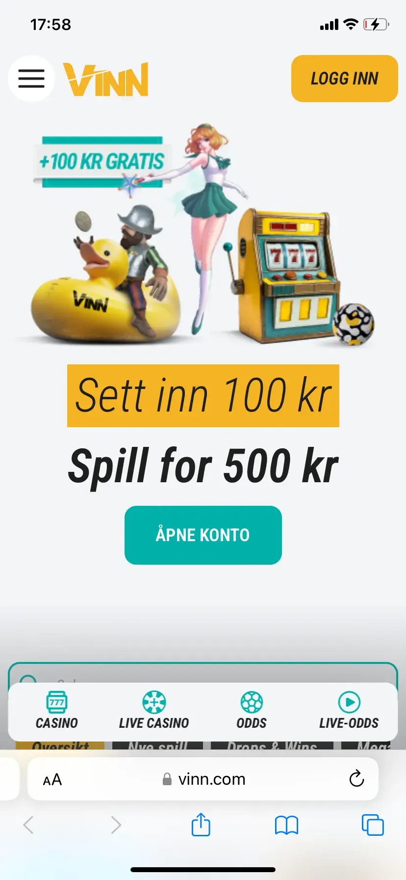Vinn.com - Index (mobil)