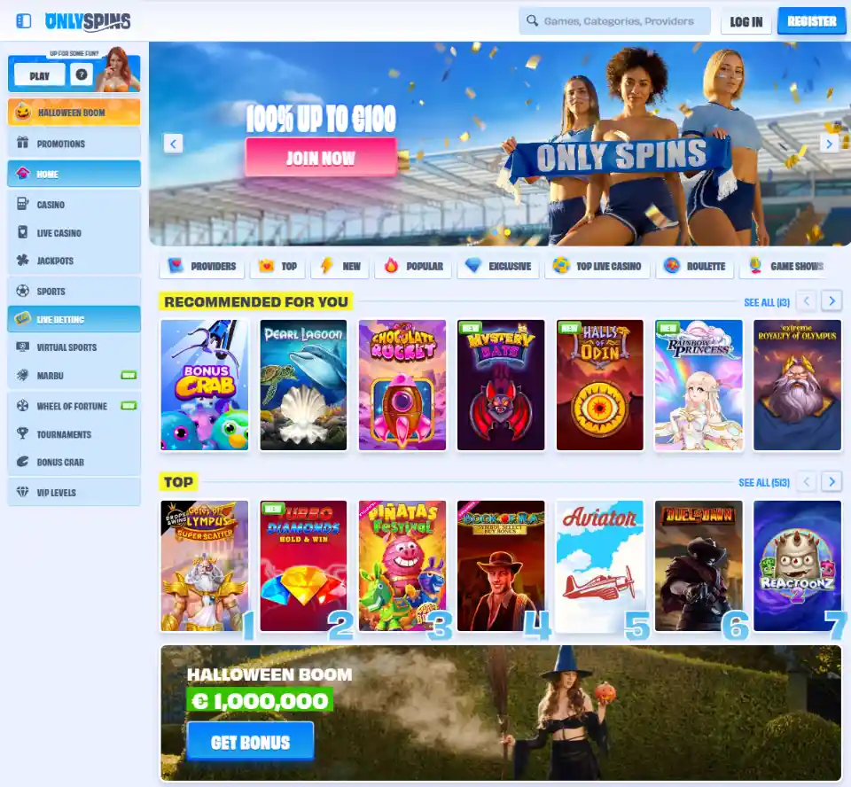 Onlyspins Casino - Forside